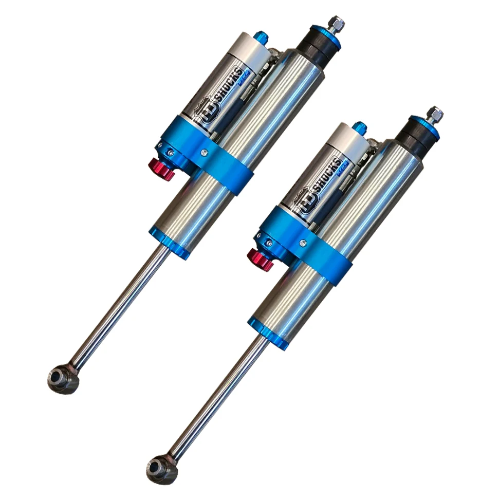 HD Shocks RT Series remote reservoir shocks with pin and loop mounts and compression adjusters